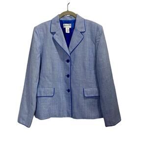 Vintage Women's Blue Herringbone Knit Pendleton Soft Blazer Jacket Sz 12